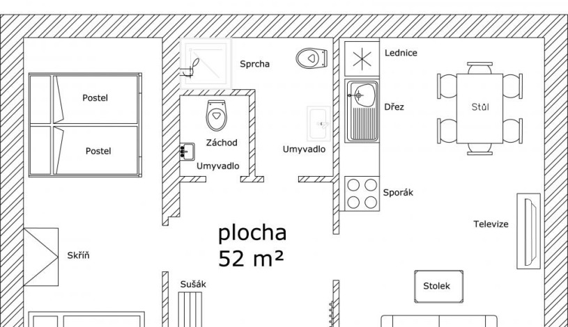 Apartmánový dům Pasťák Loučná nad Desnou - Apartmán pro 8 se 2 ložnicemi (č. 2, č. 6), Apartmán pro 5 osob se 2 ložnicemi (č. 1, č. 5)